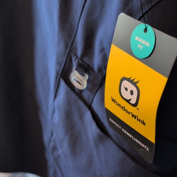 WonderWink Women's Stylized V-Neck Top Shirt, Navy - Picture 6 of 6